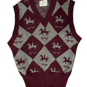 Vintage ‘50s-‘60s Pilgrim Sportswear Argyle Horses Sweater Vest